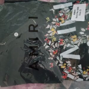AMIRI Black T-Shirt with Floral Peace Design NWT. No Will Not Take It Out Of Bag